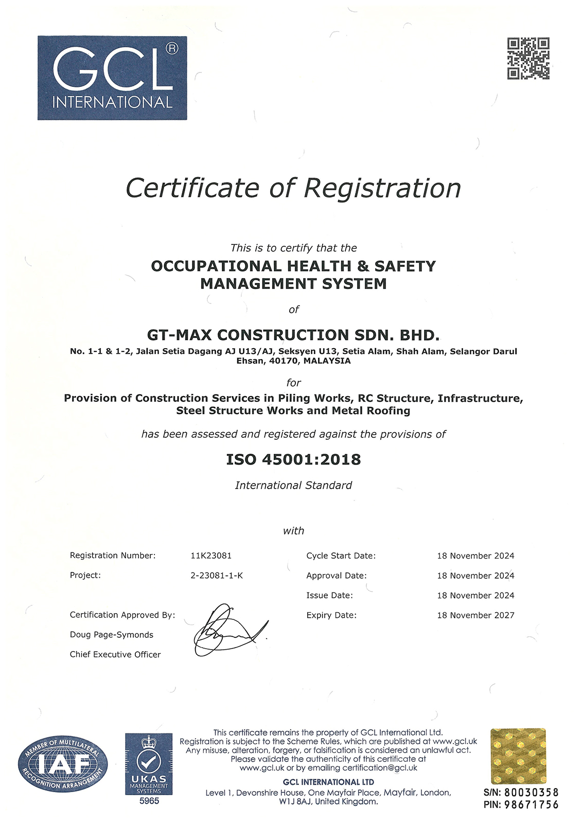 Certificate ISO 45001(2018) [GT-MAX CONSTRUCTION] (2024 – 2027)-resized